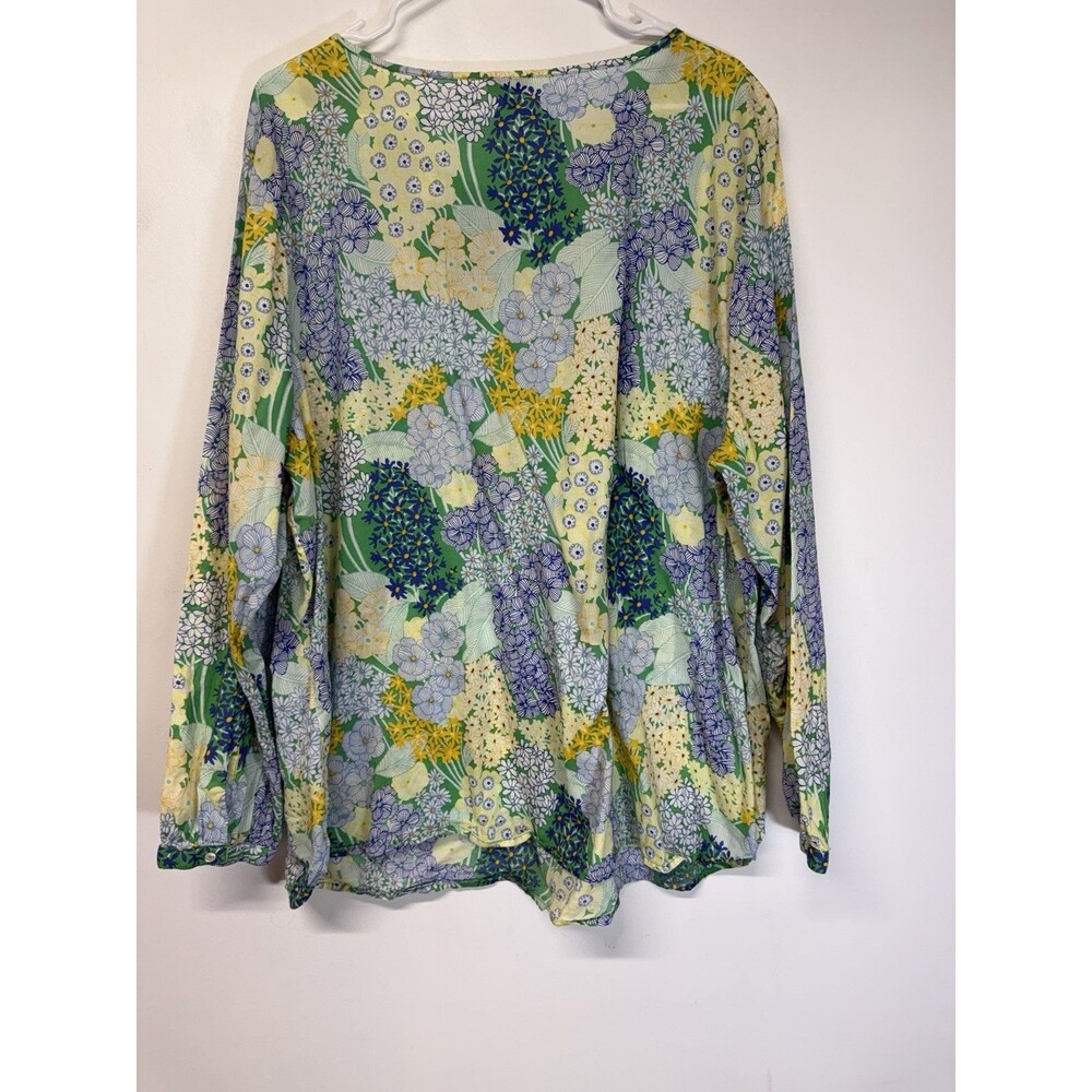 Talbots Plus Blouse Band Collar Popover Cluster Garden Floral Lightweight Top 3X - Picture 13 of 16